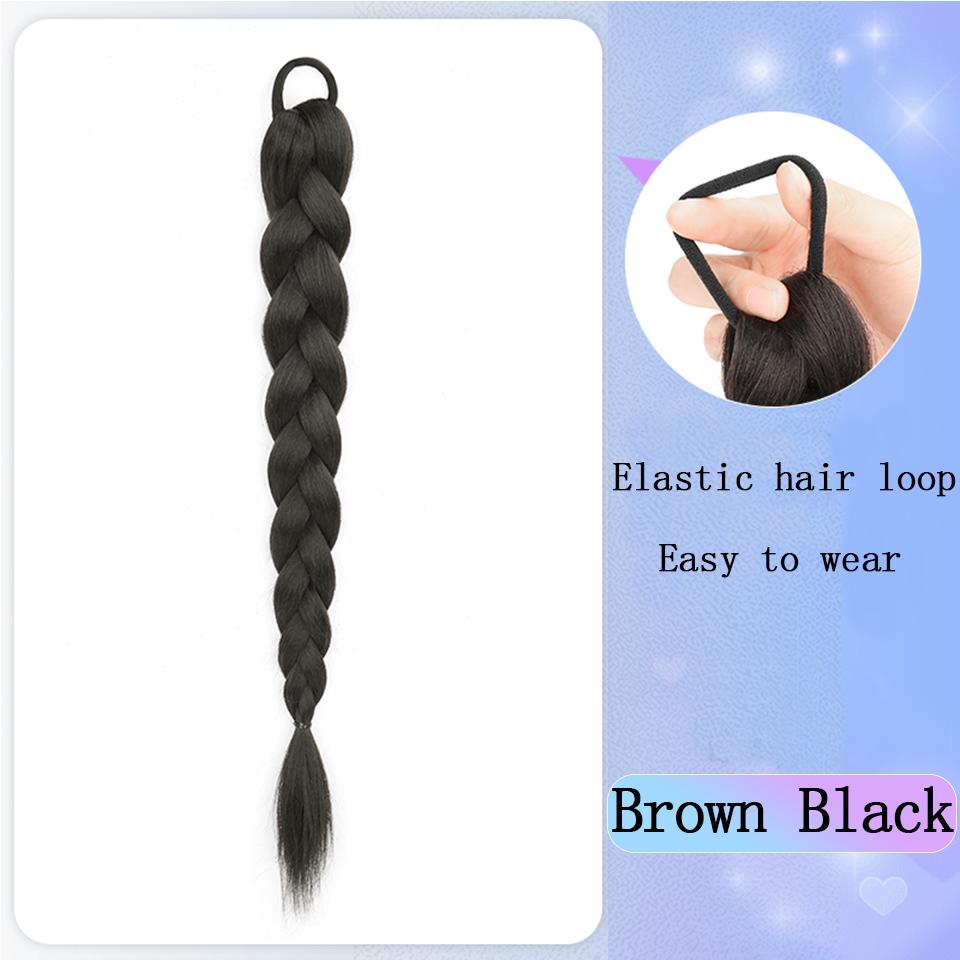 18-calowy syntetyczny warkocz kucyk z gumką do włosów warkocze bokserskie dla kobiet akcesoria do włosów długie czarne warkocze