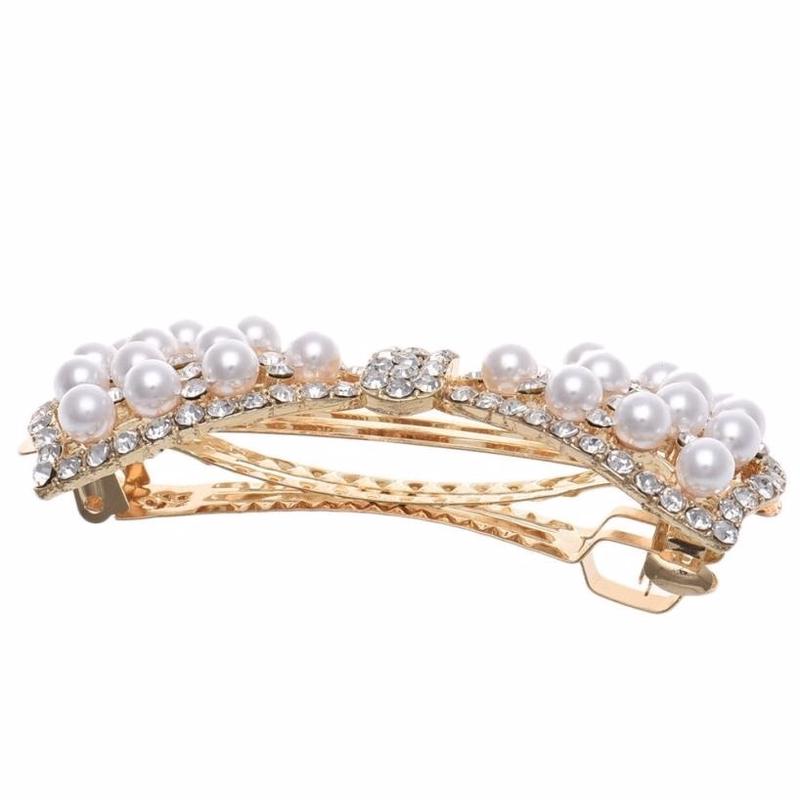 Wedding Bridal Bowknot White Pearl Crystal Hair Pins Hair Accessory