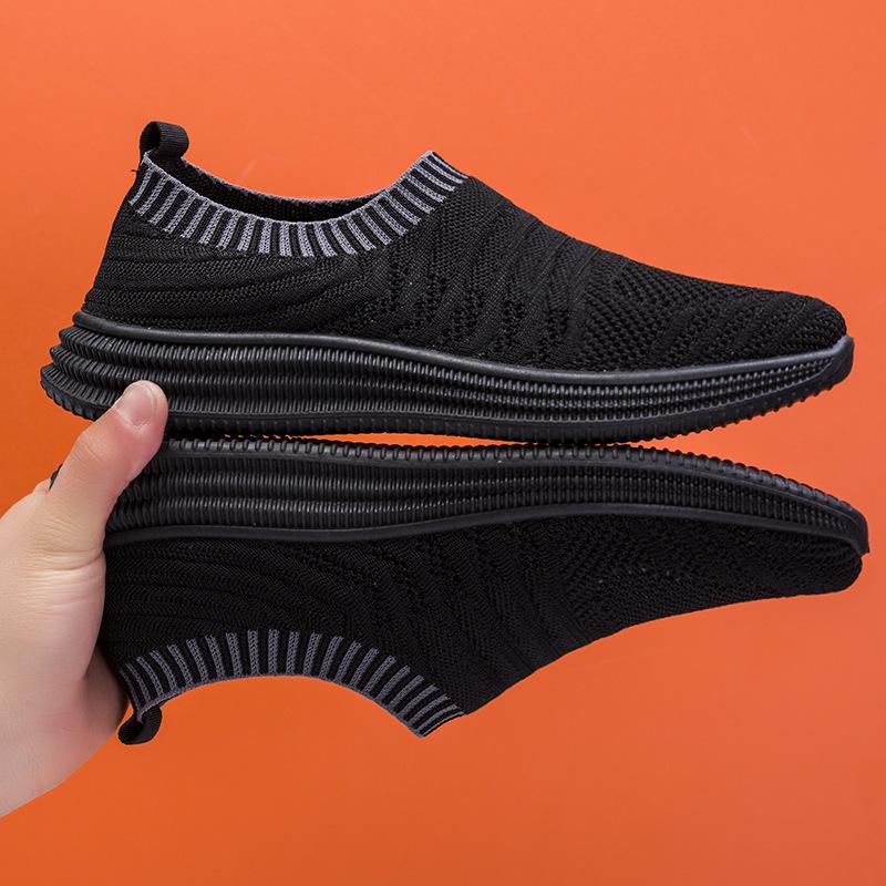 Spring Fly-woven Mesh Sneakers Men's New Breathable Walking Driving Casual Shoes Soft Sole Soft Surface Comfortable Men's Shoes