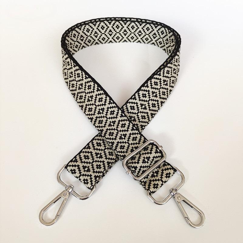 New Thickened Canvas Webbing Colored Jacquard Rhombus Adjustable Shoulder Crossbody Long Strap Women's Bag Accessories Broadband
