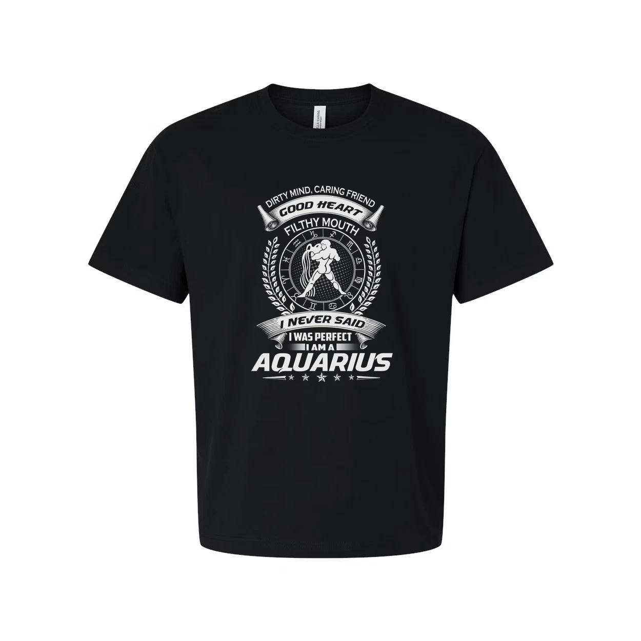 Unisex Aquarius Zodiac Graphic T Shirt With Celestial Emblem And Vintage Style S L