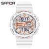 Sanda Trendy Cool Multifunctional Waterproof Electronic Couple Watch with Detachable Strap