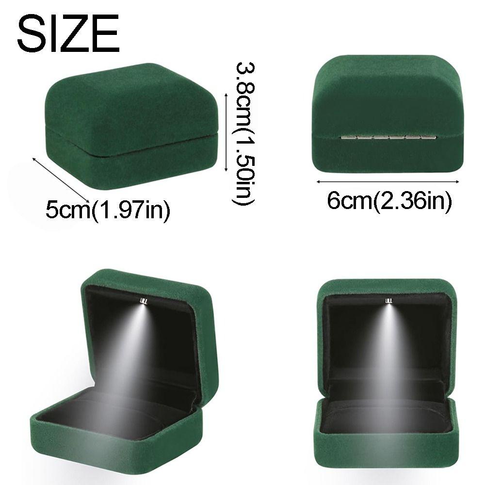 Velvet LED Ring Jewelry Box Solid Color Jewelry Organizer Box  Valentine's Day