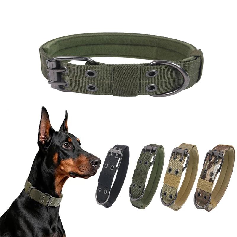 Tactical Military Dog Collar Adjustable Heavy Duty Nylon Pet Collar with Metal Buckle for Medium Large Dogs