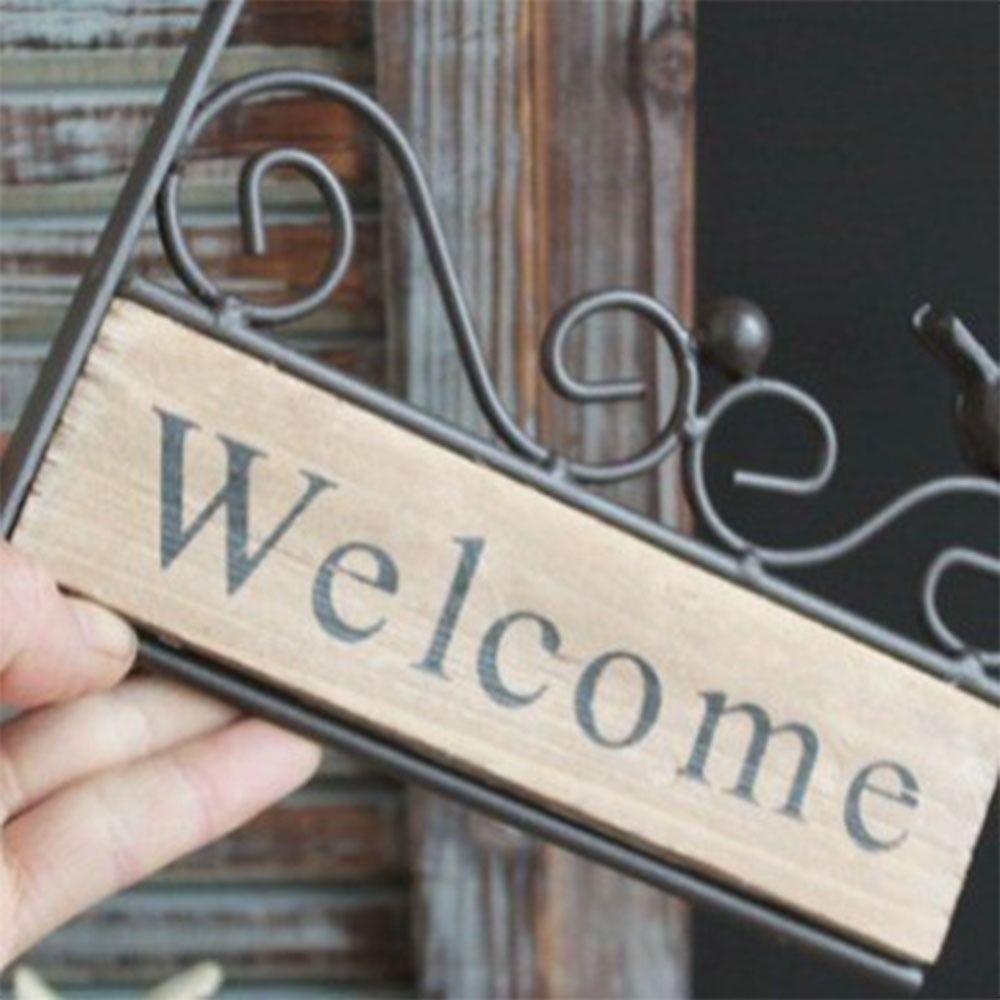 Bird Pattern Wooden Hanging Pendant Iron Art Welcome Wall Hanging Decor  Garden Yard
