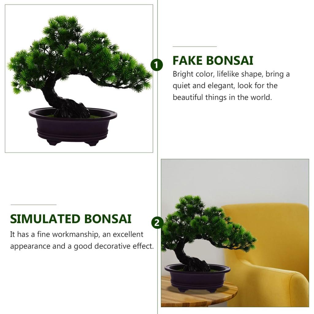 HANABASS Artificial Bonsai Pine Fake Potted Welcoming Tabletop No Maintenance Never Japanese Zen Tree Greenery Plant Pine Direct from Japan