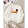 Felpa morbida da ragazza con girocollo, Stampa Fashion Hot Diggity Dachshund con Stampa carina e creativa, Casual e versatile per Autunno Inverno