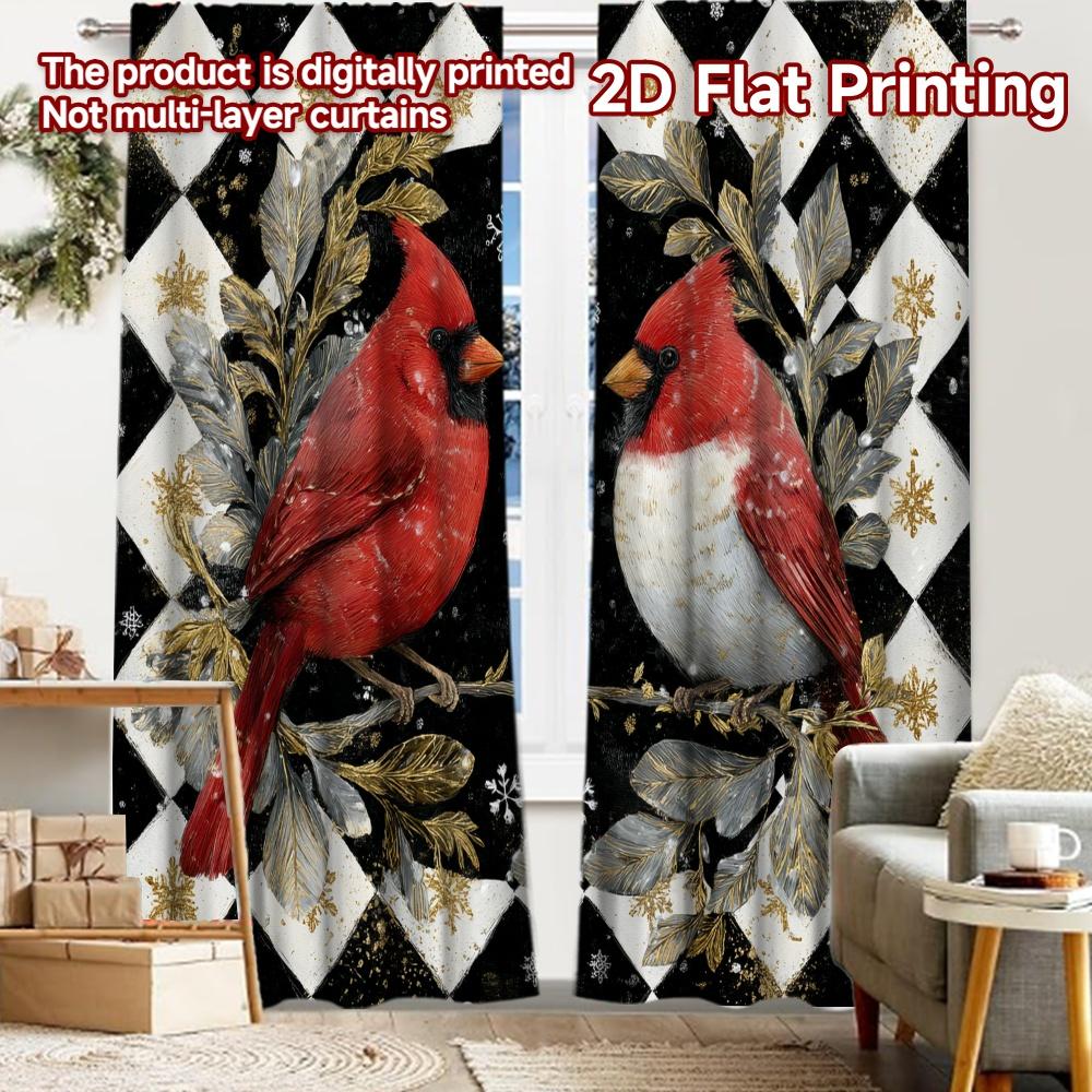 

2 шт., Шторы с плоской 2D-печатью (Без Рода) Кардинальный Венок Праздничные шторы Полиэстеровые шторы Украшения Внутри Идеально для 52.50 × 116.00 cm 2 pcs