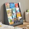 GINGER HOME – Bibliothèque enfant 4 étagères, design trapèze, MDF blanc/gris, 61 x 30 x 70 cm