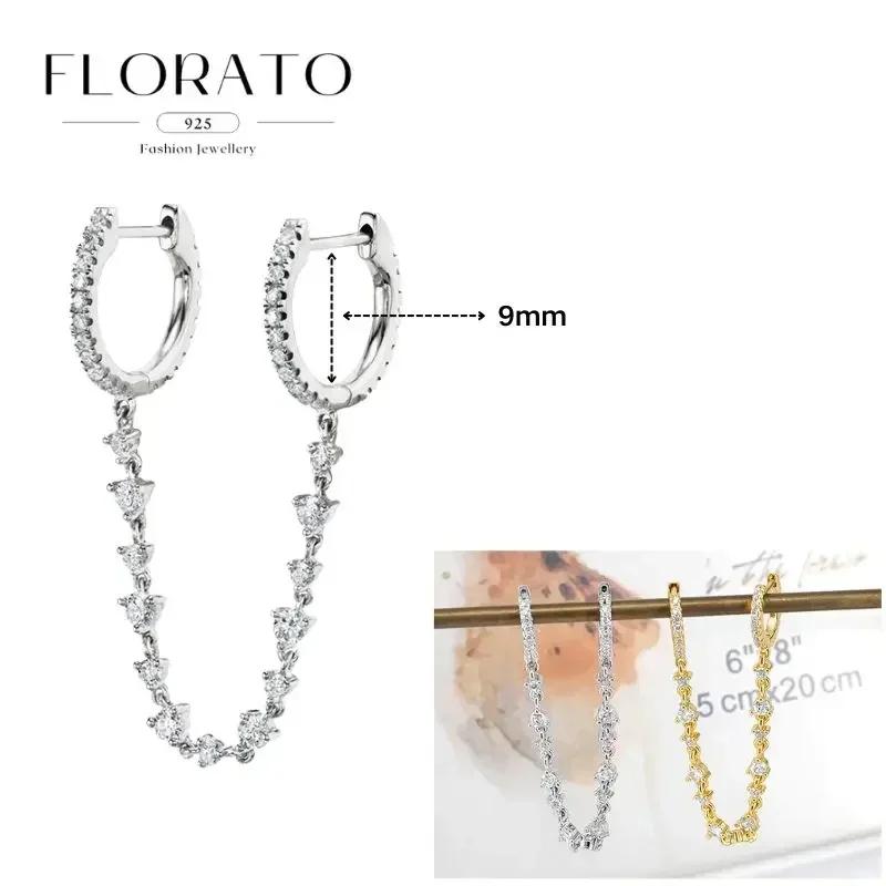 FLORATO 925 Silver Earrings Chain Tassel Pendant Earrings Zircon Silver Earrings for Women Trend Luxury Wedding Jewelry