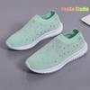 9 Colors Rimocy Shining Crystal Flats Women Spring Breathable Knit Platform Sneakers Woman Comfortable Soft Bottom Non -Slip Sports Shoes