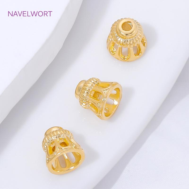 5/10Pcs 18K Gold Plated Beads Cap For Bracelets,Brass Spacer Beads Caps,End Caps For Jewelry Making Supplies,Beads Separators