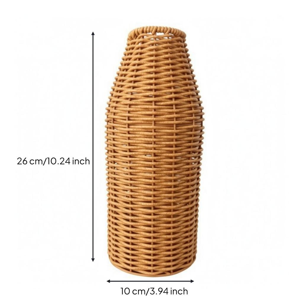 Rattan-Look Plastic Vase Long-Lasting for Reading Nook