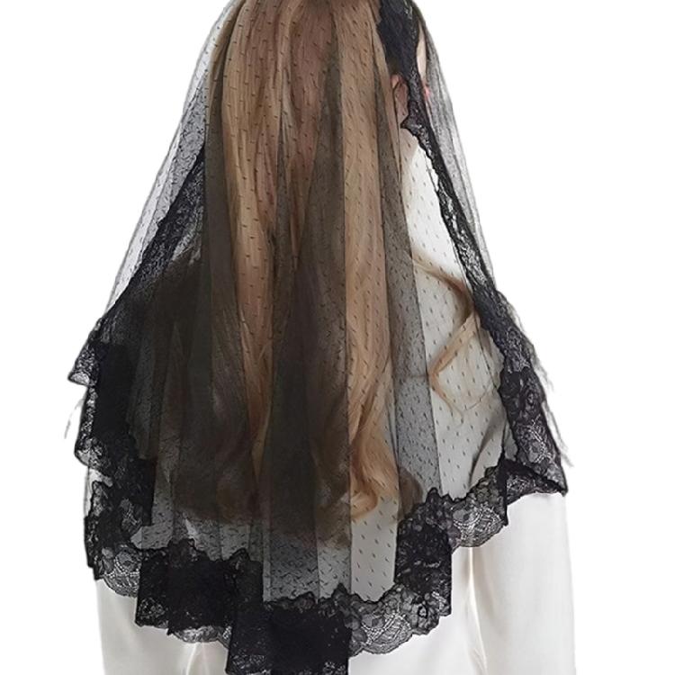 Single Short Tulle Bridal Veils Modern Mantilla Veils Lace Shawl Wrap for Wedding Ceremony Chapels Event Head Accessory