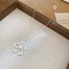 Retro Bow Flower Tiger's Eye Stone Water Drop Necklace Clavicle Chain Cold Wind Necklace Women