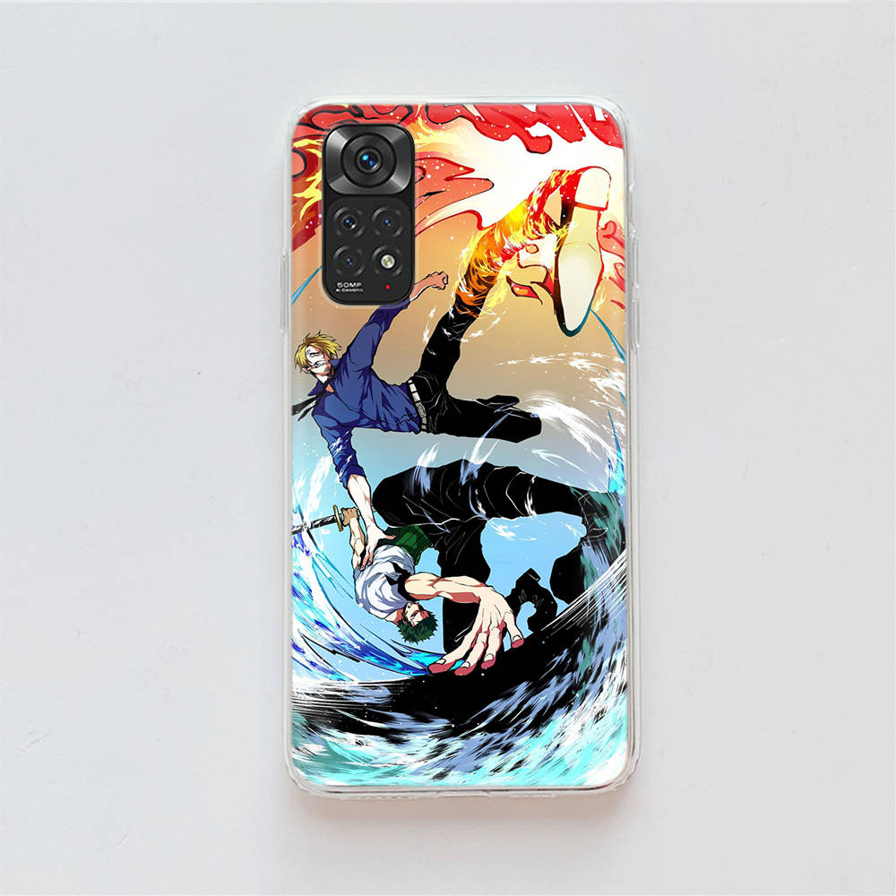 DT8 One Piece Zoro Sanji Hülle für Samsung A04 A14 A23 A34 A54 M23 M33 M52 M53 Realme 10 9 C30S C35 C55 VIVO Y02S Y21 Y33S Y51 X80 Pro Klare Hülle