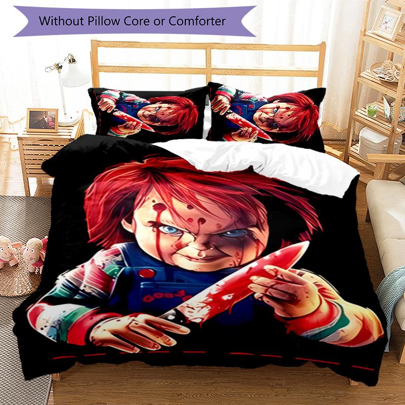 3pcs Chucky1 Pattern Bedding Set Duvet Cover Set Includes Duvet Cover &pillowcases, Perfect All Season Bedroom Decoration & Gift