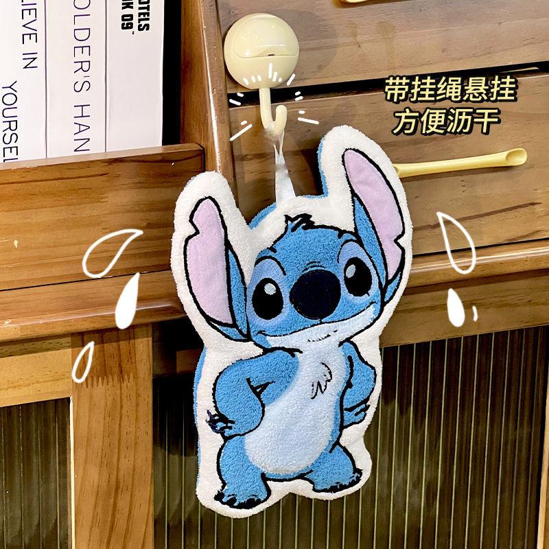 Ручное полотенце в форме мультяшного Стича, коралловый флис не линяет, хорошо впитывает воду, двухслойное утолщение, быстросохнущее, для дома и детей