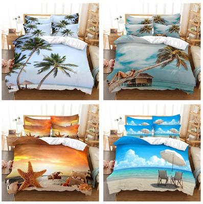 3D Coconut Tree Bedding Set Large Down Duvet Cover Pillowcase AU EU Double Single Bedroom Decoration Gift