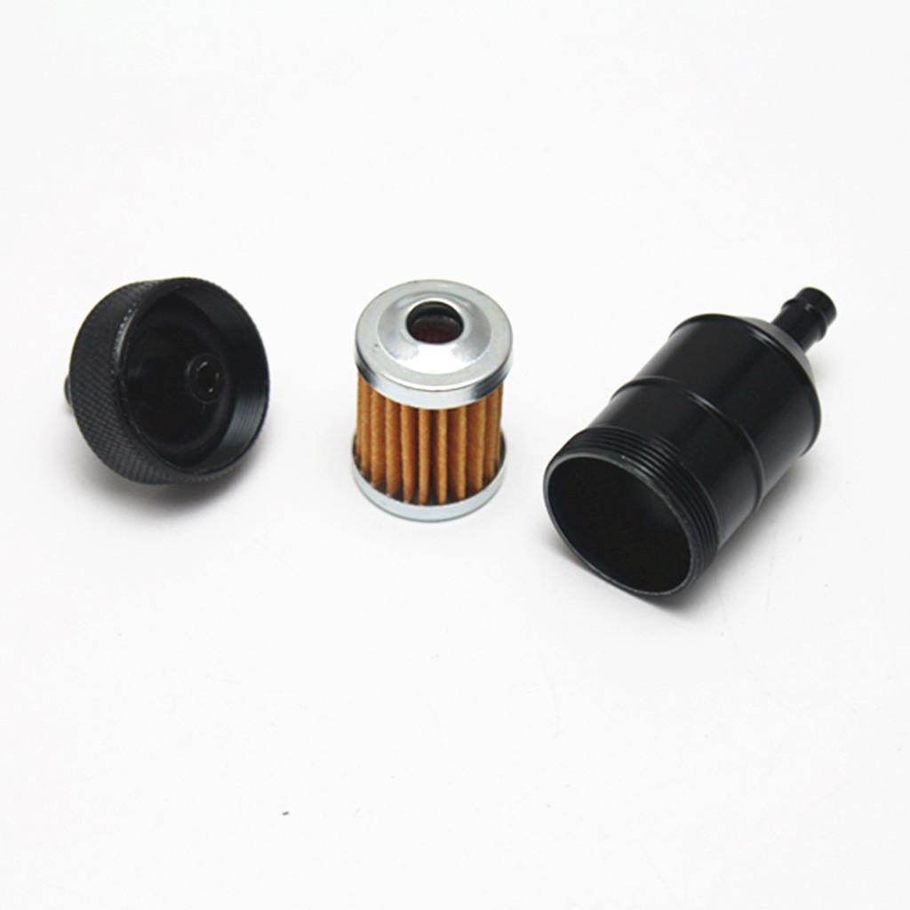 2 Pieces 8mm Aluminium Inline Fuel Petrol Diesels Filter Black