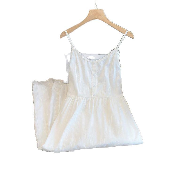 Elegant Summer 2025 White Spaghetti Strap Cinched Dress
