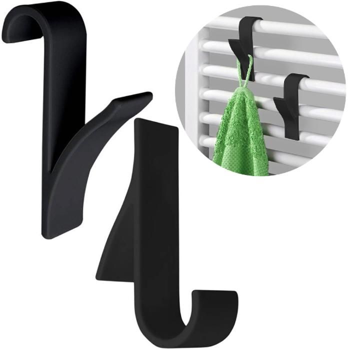 Crochets Chauffage Radiateur Sans Perçage Noir Set 2 pcs