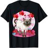 Funny Siamese Cat Heart Valentine Day Gift Cotton Men T Shirt
