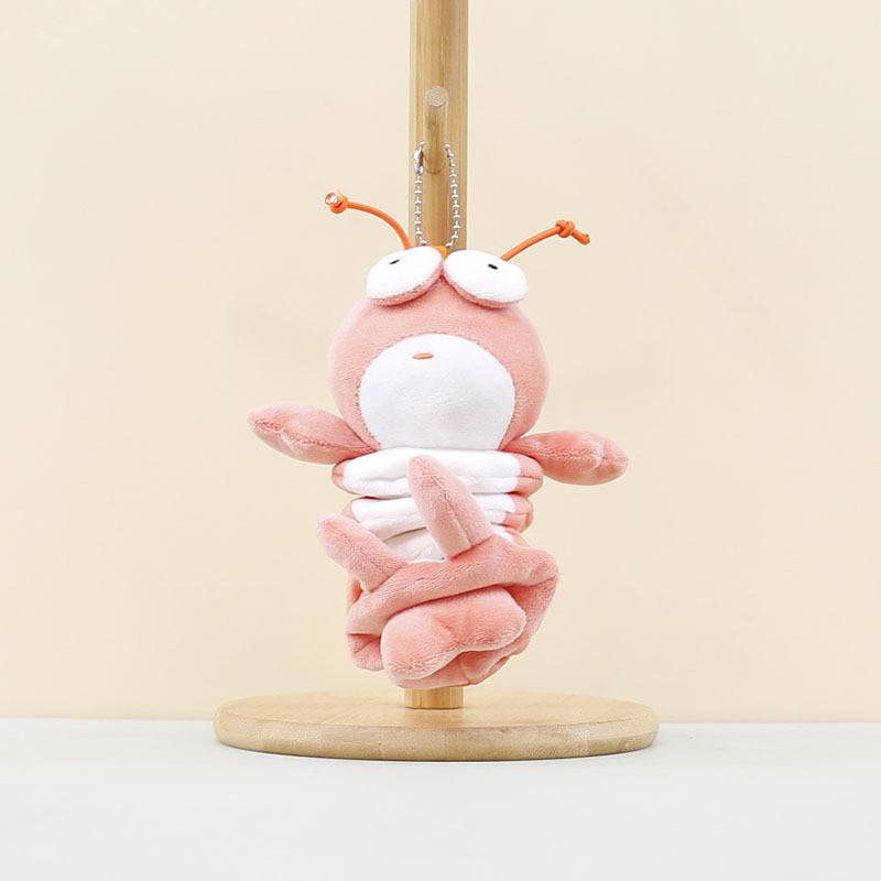 Cute Stretchable Plush Crayfish Keychain Toy Adorable Miniature Dog Cat Pendant