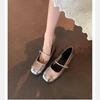 [The same style as Grape Mom] 35mm inner height increase~ super soft French square buckle flat ballet shoes women's Mary Jane single shoes