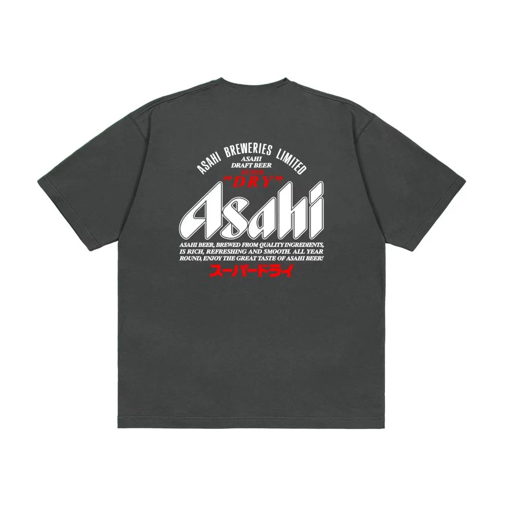2025 Asahi- Asahi Beer Japanese Letters Printed Cotton Men Women Short Sleeve T-shirt Original Fashion High-quality Luxury Brand