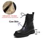 Krazing Pot Cow Skin Natural Fur Autumn Winter Shoes Thick Heels Western Boots Round Toe Keep Warm Lace Up Ankle Boots