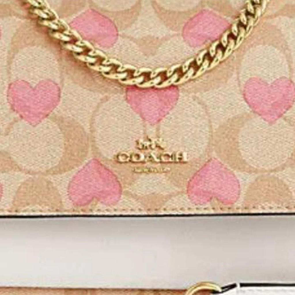 COACH Klare Canvas Leather Chain Bag , Shoulder Bag , Crossbody Bag Small Women's Light Khaki Chalk White (Unisex) Crossbody Bags