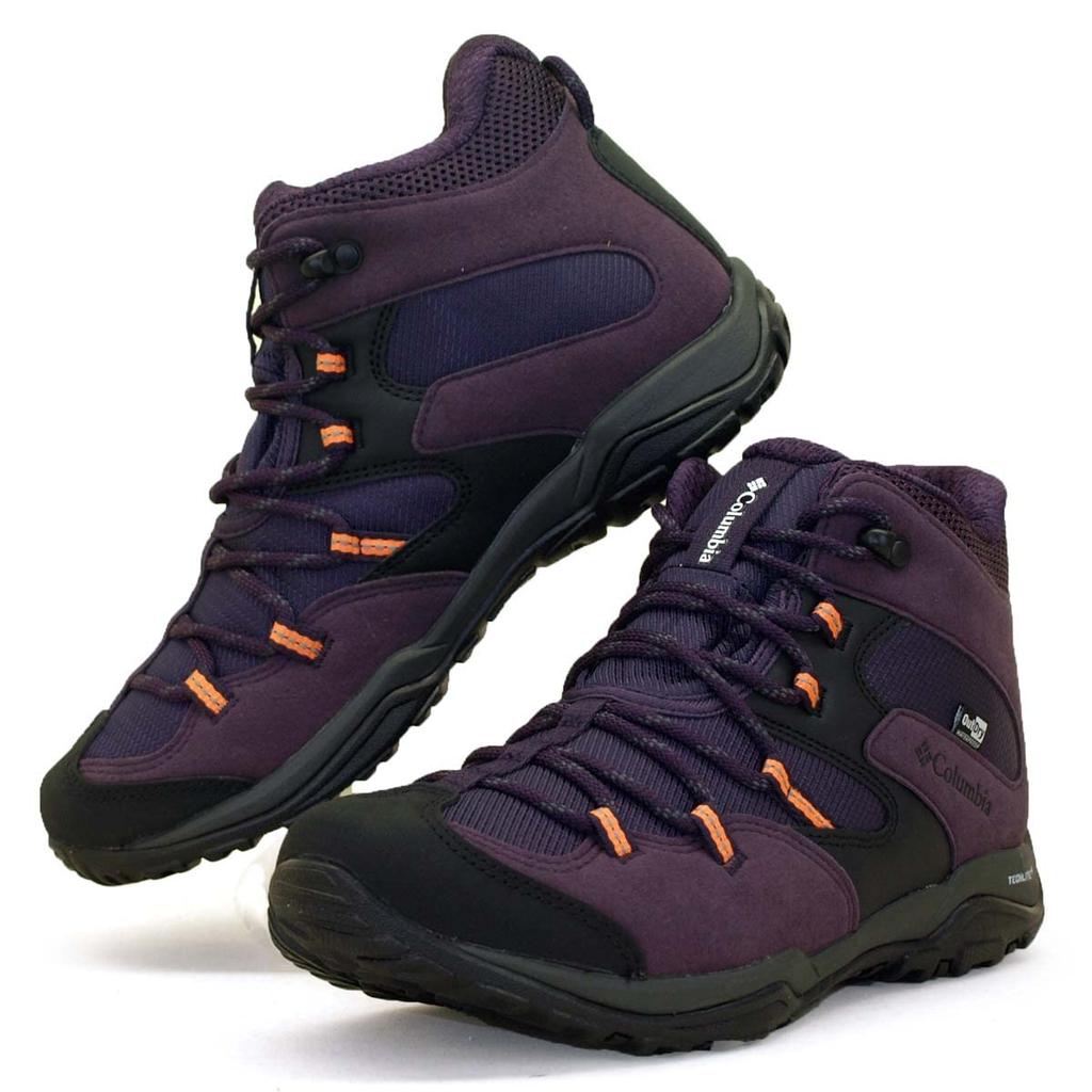 Columbia Waterproof Sabre 5 Mid Outdry Wide Hiking Shoes, Dark Plum, YK2365, Women's, Purple, Size 24.5