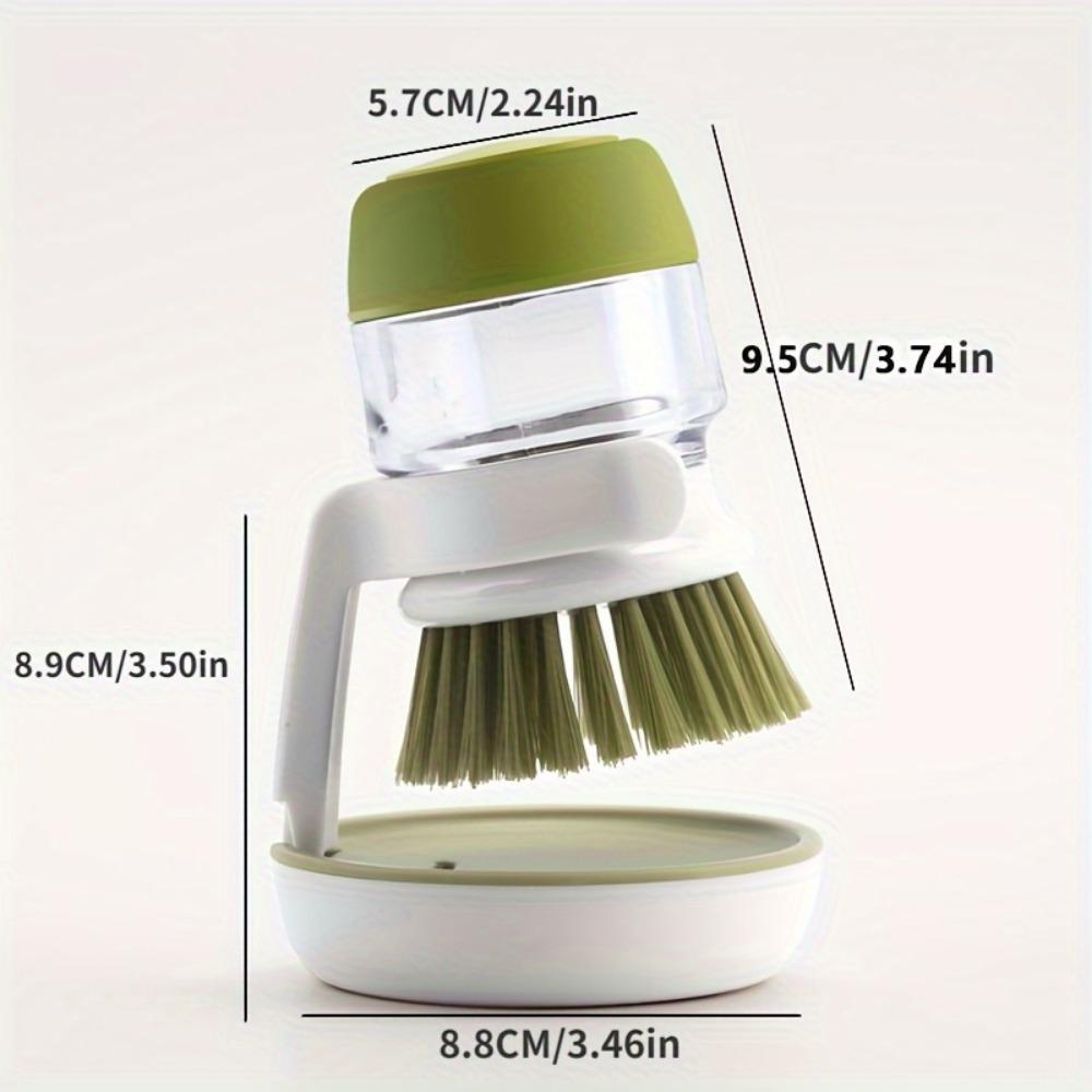 

Щетка для мытья посуды с дозатором мыла, кухонные щетки для мытья посуды с держателем и поддоном для сбора капель, для чистки сковороды, кастрюли, раковины зелёный