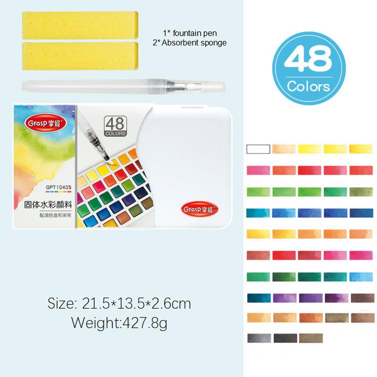 

12/24/36/48 цветов, однотонные акварельные краски, моющийся детский набор акварельных красок