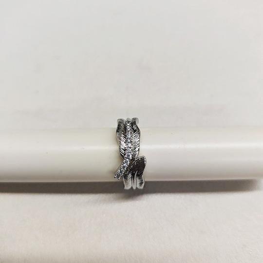 Zircon leaves asymmetrical pattern open ring women's niche design high-end index finger ring fashion light luxury jewelry