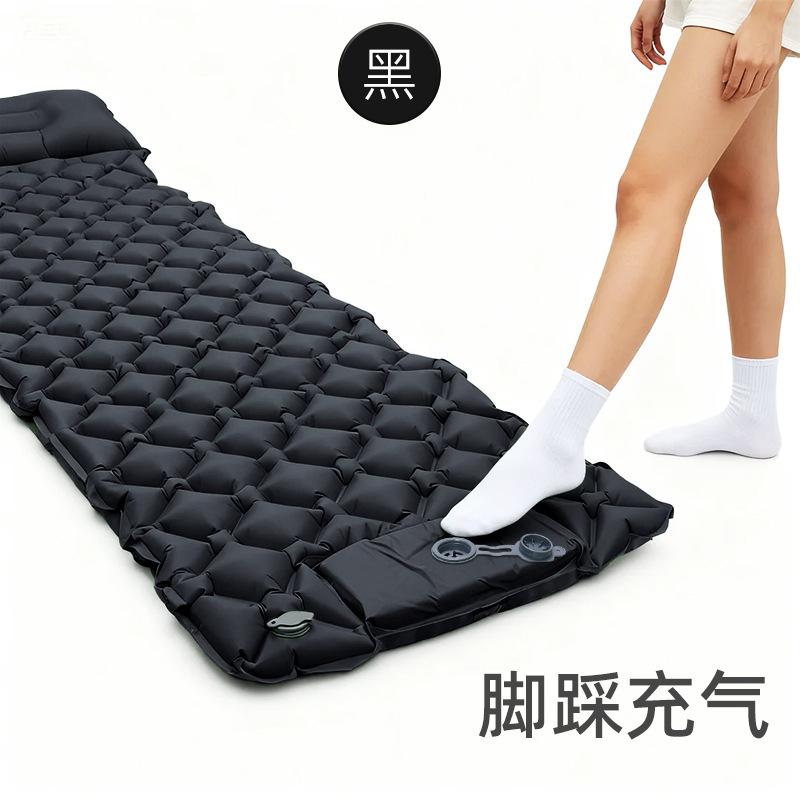 Outdoor Camping Sleeping Pad Inflatable Mattress Travel Mat Folding Bed with Pillows Ultralight Air Mat Built-in Inflator Pump