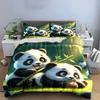 Adorable Panda Trio Enjoying Nature Exquisite Three-Piece Bedding Set Gift For Kids And Adults