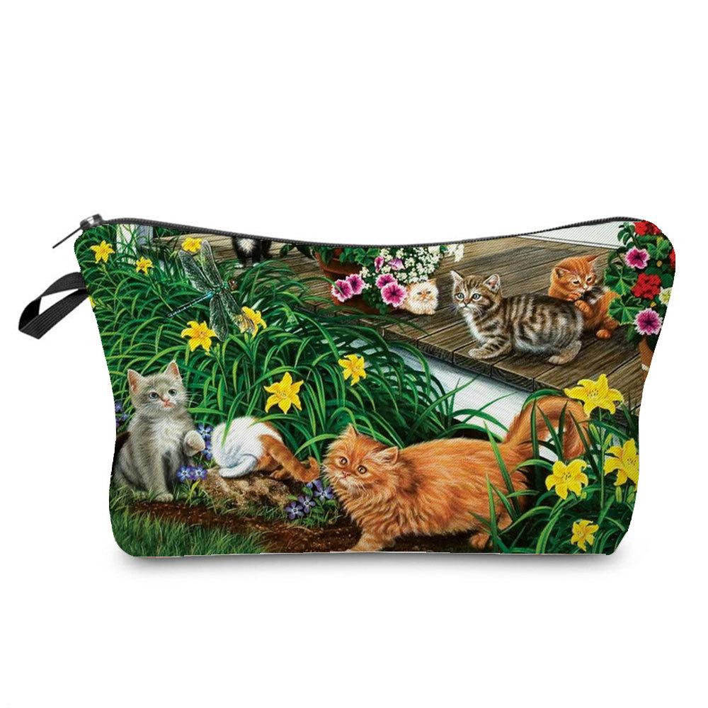 Women Cat Print Cosmetic Bag Toiletries Organize Travel Storage Case  6429