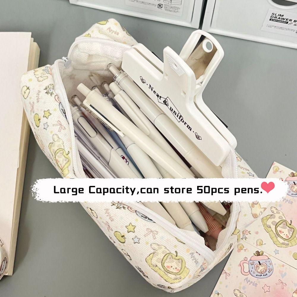 Canvas Pen Bag Cat Printted Patterns Stationery Bag Multi-Purpose Pencil Box  School Office
