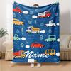 Custom Name Cute Cars Theme Printed Blanket - Perfect for Couch, Bed, Travel & Outdoor Use | Machine Washable, Cozy & Durable.