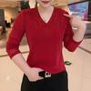 2026 Spring/Autumn Women's Rhinestone Knit Cardigan & Long Sleeve V-neck T-shirt