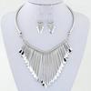 Women's Fashion Luxury Tassel Pendant Choker Necklace Hook Earrings Jewelry Set