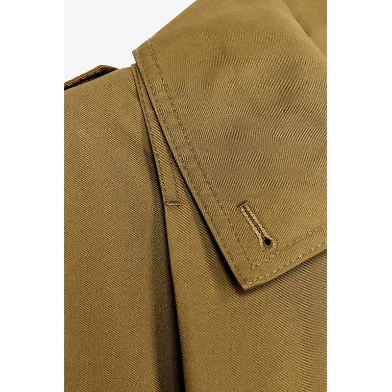 Summer New Women clothes Maillard Pleated Decorative Single-Breasted Blended Long sleeve Turtleneck Outerwear 3194545