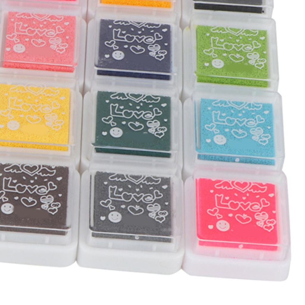 24 Colors DIY Cute Colorful Ink Pad Stamp Inkpad for Rubber Stamp Scrapbook Decoration