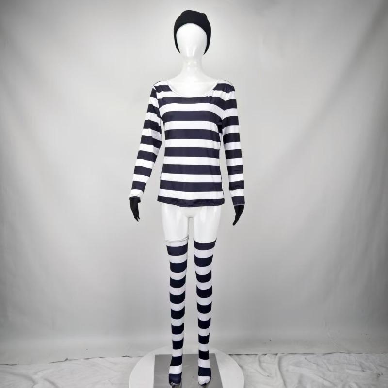 Halloween Thief Six-piece Long Sleeve Striped Costume Drag Ball Stage Performance Costume