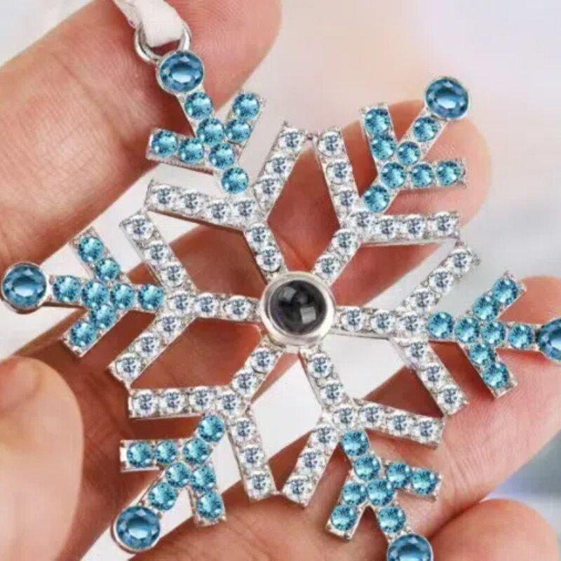 Custom Snowflake Christmas Tree Projection Necklace with Photo