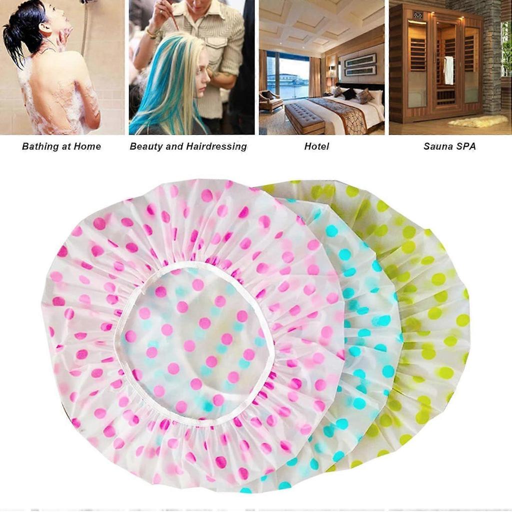 Shower Bathing Hat Waterproof Bath Hair Cover for Home Salon Sleeping (6Pcs)