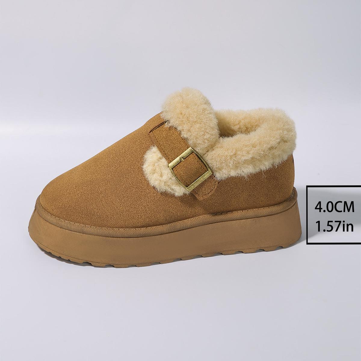 

2024 Новая зимняя женская обувь Boken Shoes Plush Fashion Retro Bean Shoes Хлопковые женские тапочки на плоской подошве Женские ботинки на платформе 43 коричневый