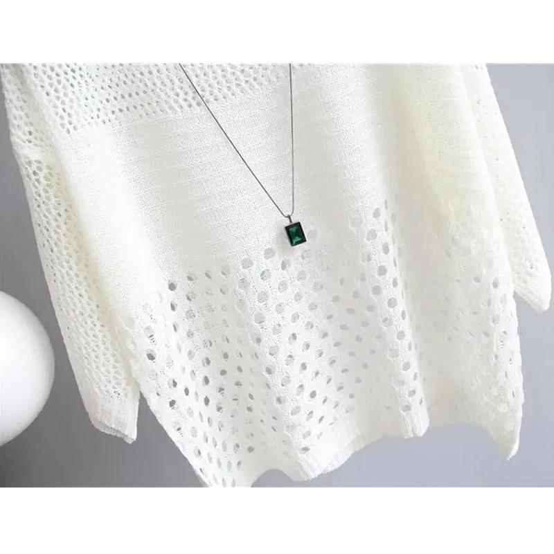 Fashion Ice Silk Women Knitted Vest Spring Summer Hollow Out Thin Bottoming Sling Streetwear Clothing Shirt